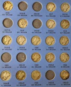 lot 26 image: Mercury Dime Book 1916-1945  - (65 COINS)  Many Low Mintage & Many High Grade - Near Complete