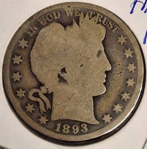 lot 29 image: 1893-P   Barber Half Dollar - RARE
