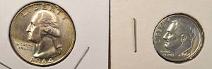 lot 45 image: 1964 Quarter & Dime from Mint Sets