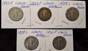 lot 53 image: 5 Standing Liberty Quarters