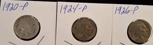lot 61 image: 6 Buffalo  Nickels 1920-1929