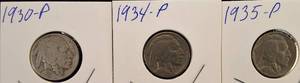 lot 62 image: 6 Buffalo  Nickels 1930-1937