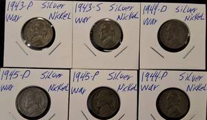 lot 66 image: ( 6 ) Silver War Nickels  1943-1945