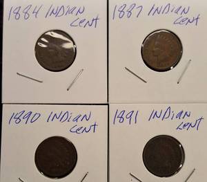 lot 68 image: 8  Different Indian Cents 1884-1898