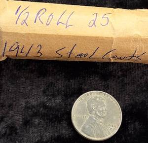 lot 73 image: 25 Steel 1943 Lincoln Cents
