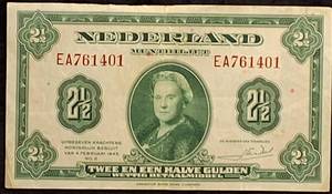 lot 84 image: 1943  2 12 Gulden Netherlands Bill