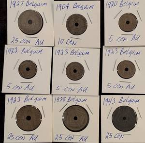 lot 95 image: (9) Belguim Coins 1904-1943