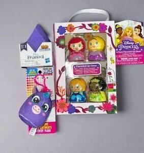lot 48 image: Frozen (The Movie) 2 Pop Adventures - New Princess Flavored Lip Gloss - Plush Palz Key chain.