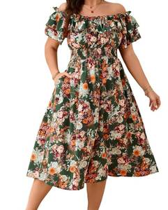 lot 72 image: New Womans 2 XL Off the Shoulder Floral Dress