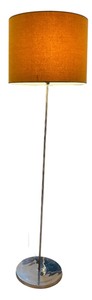 lot 39 image: Vintage Floor Lamp and Velvet Shade in Brown  Mid Century Design Floor Lamp