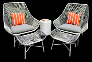 West Elm Huron Outdoor Lounge Set with Chairs, Ottoman, and Table
