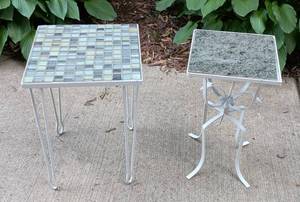 lot 124A image: Pair of Small Tile Topped Decorative Patio Tables