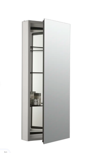 lot 113A image: New Kohler Catalan 15 x 36 Mirrored Satin Aluminum Cabinet