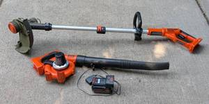 lot 122 image: Black and Decker Cordless Weed Whip and Blower