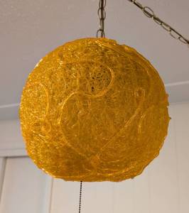 Awesome Mid Century Orange Lucite Spaghetti Hanging Pendant Light