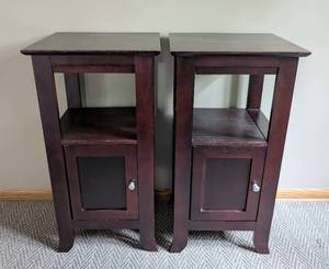 lot 13 image: Pair of Tall Mahogany Bedside Tables