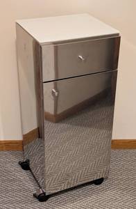 lot 56 image: Lineabeta Italy Mirrored Rolling Storage Cabinet