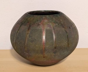lot 67 image: Signed Raku Pottery Bowl with Drip Glaze