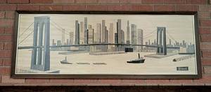 lot 15 image: Large Framed Brooklyn Bridge Print by Seivad