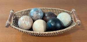 lot 71 image: Woven Centerpiece Bowl with Decorative Wood Balls