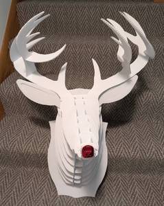 lot 74 image: Christmas Themed 3D Cardboard Cutout Deer Mount