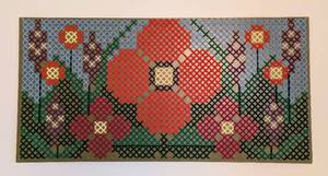 lot 20 image: Hanging Pegboard and Yarn Floral Cross Stitch
