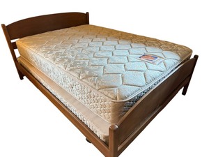 lot 37 image: Vintage Wooden Queen Bed Frame