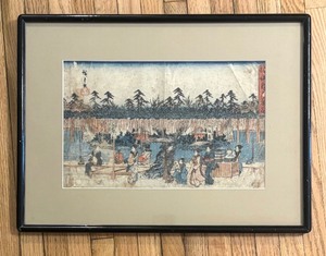 lot 9A image: Wisteria at Kameido Ukiyoe Print by Japanese Artist Utagawa Hiroshige