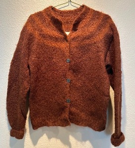 lot 81 image: Vintage Hand Knit Brown Button Up Sweater