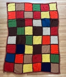 lot 50 image: Vintage Solid Square Colorful Patchwork Afghan