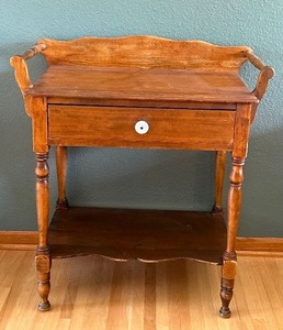 lot 51 image: Antique Maple One Drawer Washstand-Primitive-Rustic-Country-1930s-Colonial