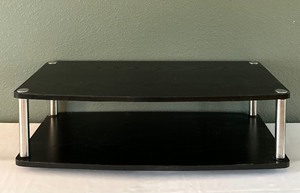 lot 53 image: Tabletop Black 2 Tier TV Monitor Swivel Stand