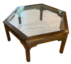 lot 49 image: Vintage MCM Octagon Beveled Glass Coffee Table