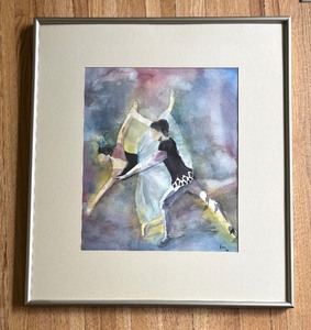 lot 121 image: Elegant Dancers Original Watercolor Painting by Erla