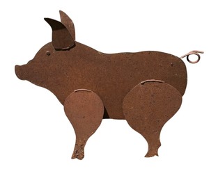 lot 166 image: Metal Pig Rustic Yard Decoration