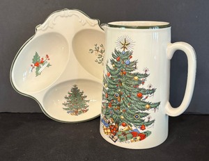 lot 181 image: Cuthbertson Original Christmas Tree Pitcher and Divided Dish