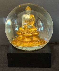 lot 192 image: Golden Buddha Serenity Glitter Snow Globe from Kii Gallery