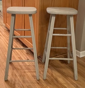 lot 227 image: Pair of Wooden Kitchen Stools
