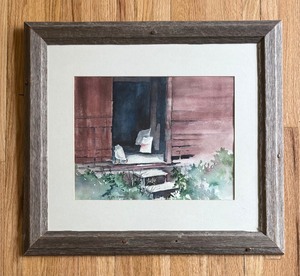 lot 229 image: Original Watercolor Painting by MJ Milbrandt with Rustic Style Frame