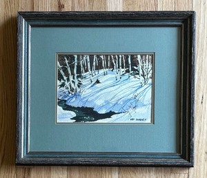 lot 234 image: Framed Winter Birch Grove Original Watercolor Painting by Kay Sharkey