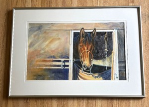 lot 230A image: Original Horse in Stable Painting by Michaelin Otis