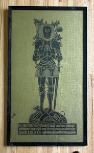 lot 45A image: Vintage Victorian Knight in Full Armor Brass Rubbing Print