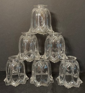 lot 233A image: Six Vintage Bell Shaped Fluted Glass Lamp Shades