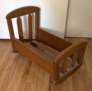 lot 304 image: Darling Vintage Doll Wooden Cradle