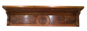 lot 311 image: Beautiful Vintage Carved Walnut Clock Shelf