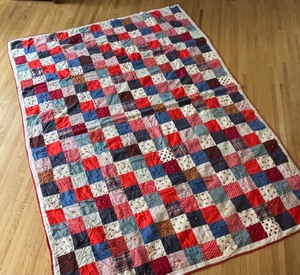 lot 325 image: Colorful Handmade Patchwork Quilt with Assorted Patterns