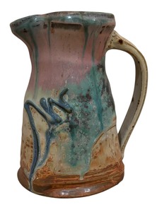 lot 340 image: Handcrafted Ceramic Pitcher with Artistic Glaze