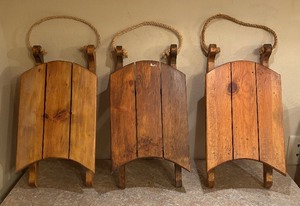 lot 361 image: Three Decorative Wooden Sleds