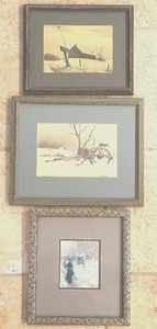 lot 428 image: Three Vintage Petite Framed Art Pieces