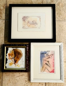 lot 430 image: Three Petite Original Watercolor Framed Paintings